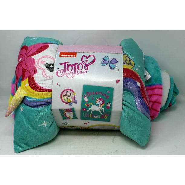NWT Nickelodeon JoJo Siwa Unicorn Character Pillow And Throw Blanket 2 piece set NWT Nickelodeon JoJo Siwa Unicorn Character Pillow And Throw Blanket 2 piece set